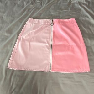 Pink Leather Skirt